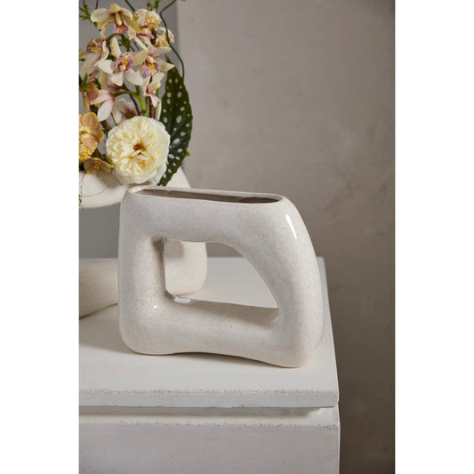 Epanse Vase by Accent Decor in off-white. Made from ceramic in a modern style.