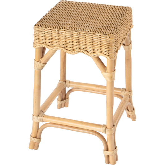 Flora Rattan Scalloped Counter Stool by Butler Specialty Company in light brown. Made from rattan, mahogany in a rustic style.