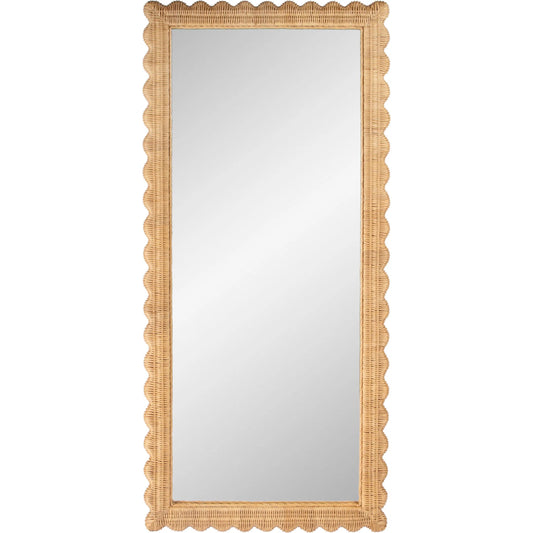 001 SI-2324898 | Primary Silo | Flora Scalloped Floor Mirror by Butler Specialty Company in light brown. Made from plywood, rattan, glass in a rustic style.
