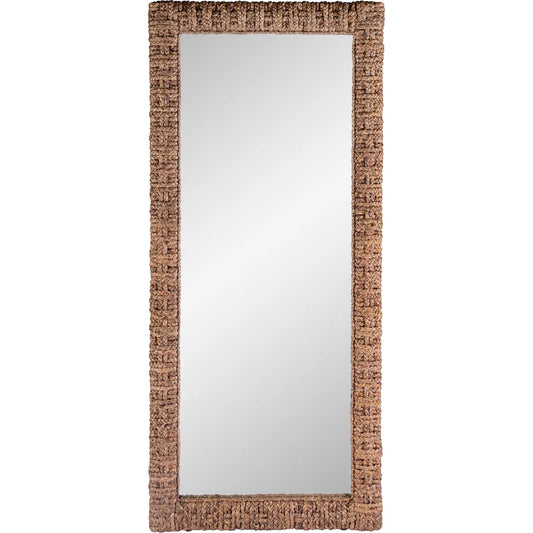 001 SI-2333936 | Primary Silo | Gloucester Woven Water Hyacinth Floor Mirror by Butler Specialty Company in brown. Made from plywood, glass in a rustic style.