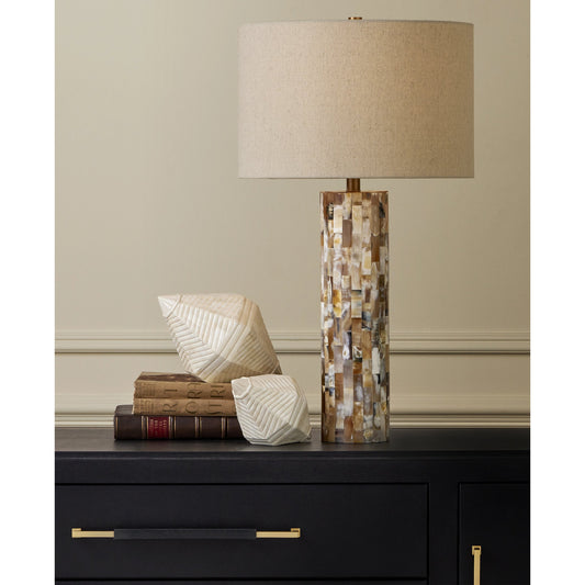 Colevile Table Lamp by Currey and Company. Made from horn, brass, engineered wood in a modern style.