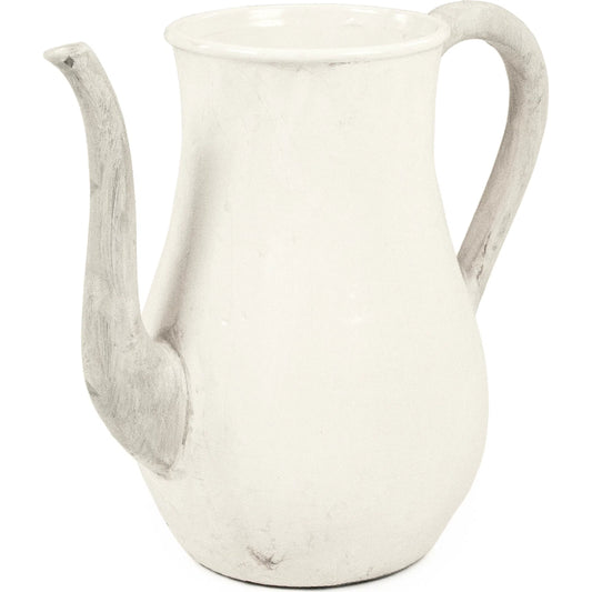 Distressed White Pitcher by Zentique in distressed white. Made from stoneware in a rustic style.