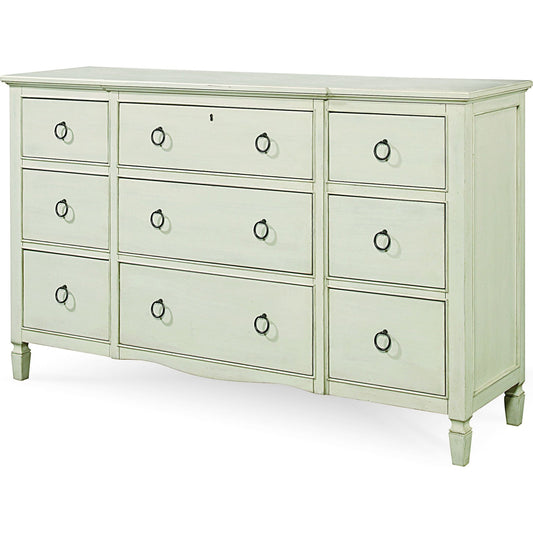 Summer Hill Dresser by Universal Furniture in antique bronze and cotton. Made from unique in a transitional style.