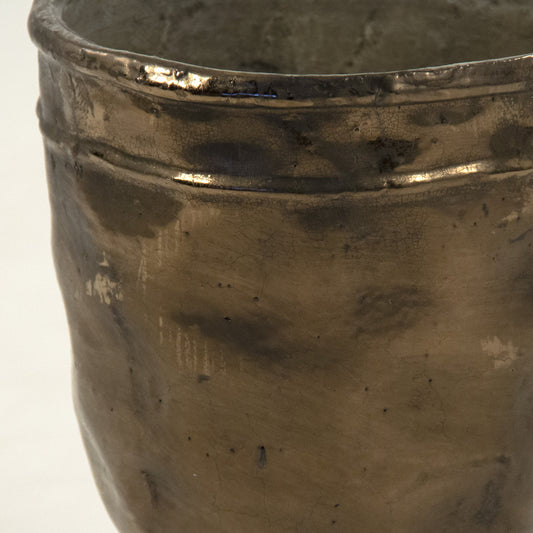 001 SR-900135 | Primary Silo | Distressed Bronze Vase by Zentique in distressed metallic bronze and stoneware. Made from stoneware in a traditional style.