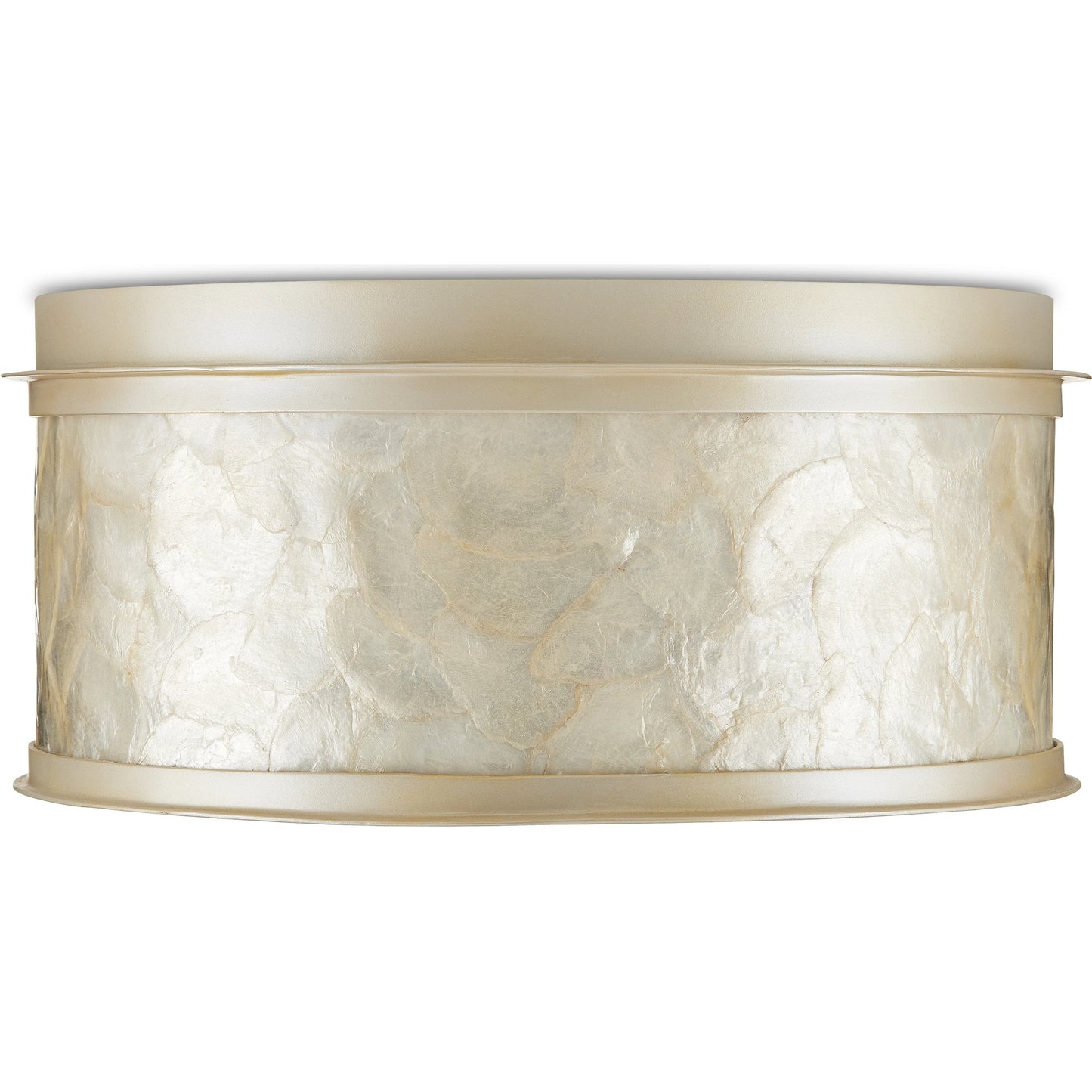 005 SI-1924051 | Additional Silo | Neith Flush Mount by Currey and Company in sea pearl, natural. Made from wrought iron, capiz shell, acrylic diffuser in a transitional style.