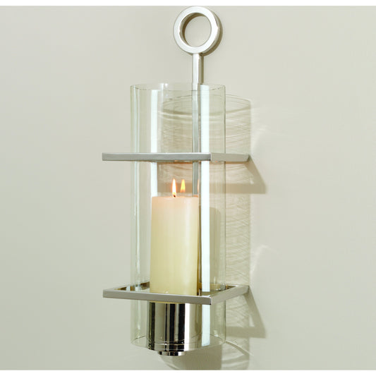 Circle in Square Wall Sconce by Global Views in nickel. Made from brass, glass in a transitional style.