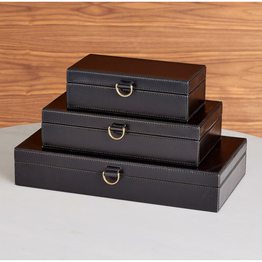 Marbled Leather D Ring Box by Global Views. Made from unique in a transitional style.