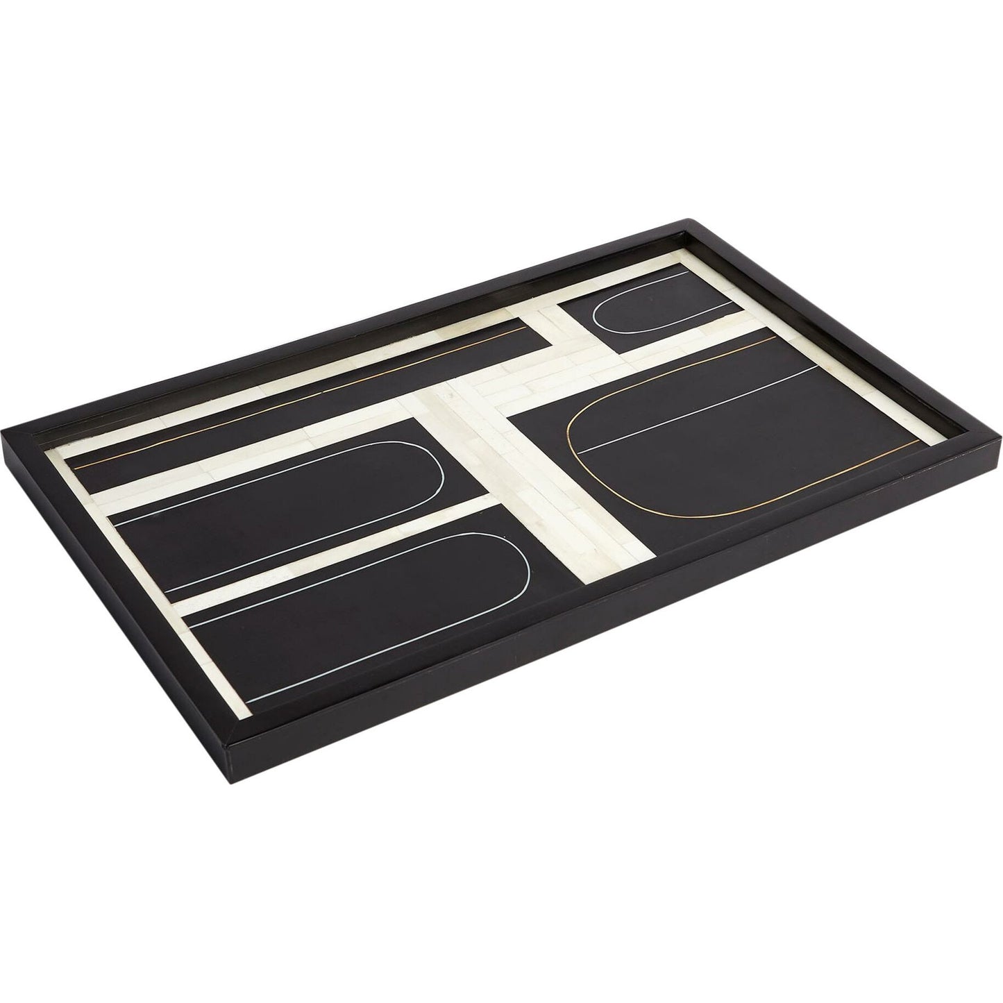002 SR-827666 | Additional Silo | Brass Loop Tray by Global Views. Made from mdf, brass, bone, resin in a modern style.