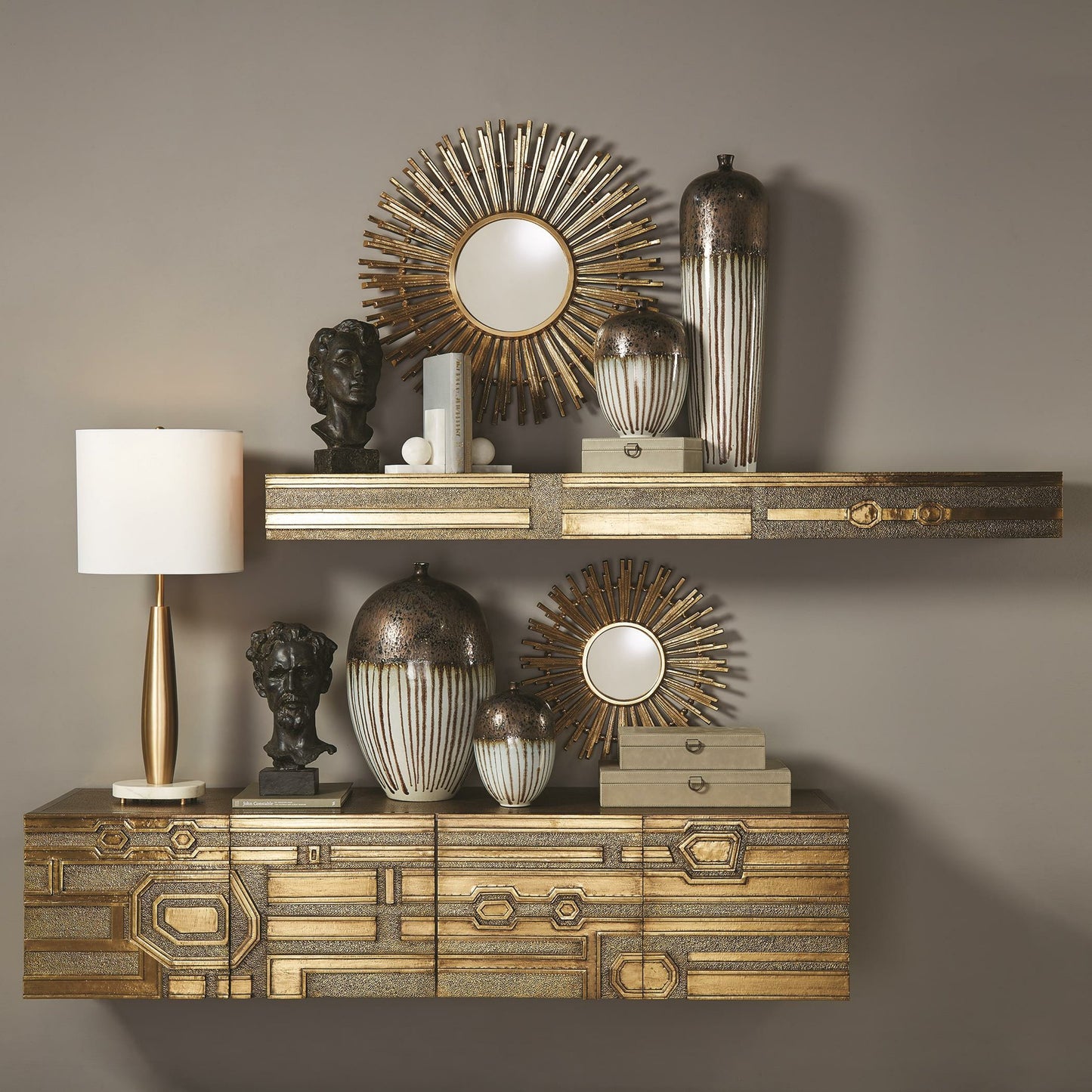 006 SR-827606 | Lifestyle | Abstract Block Floating Shelf by Global Views. Made from unique in a modern style.
