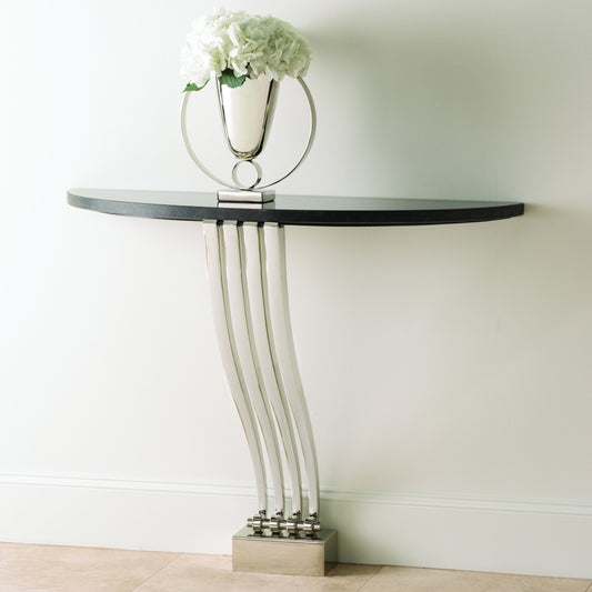 Graceful Console by Global Views in nickel. Made from granite in a modern style.