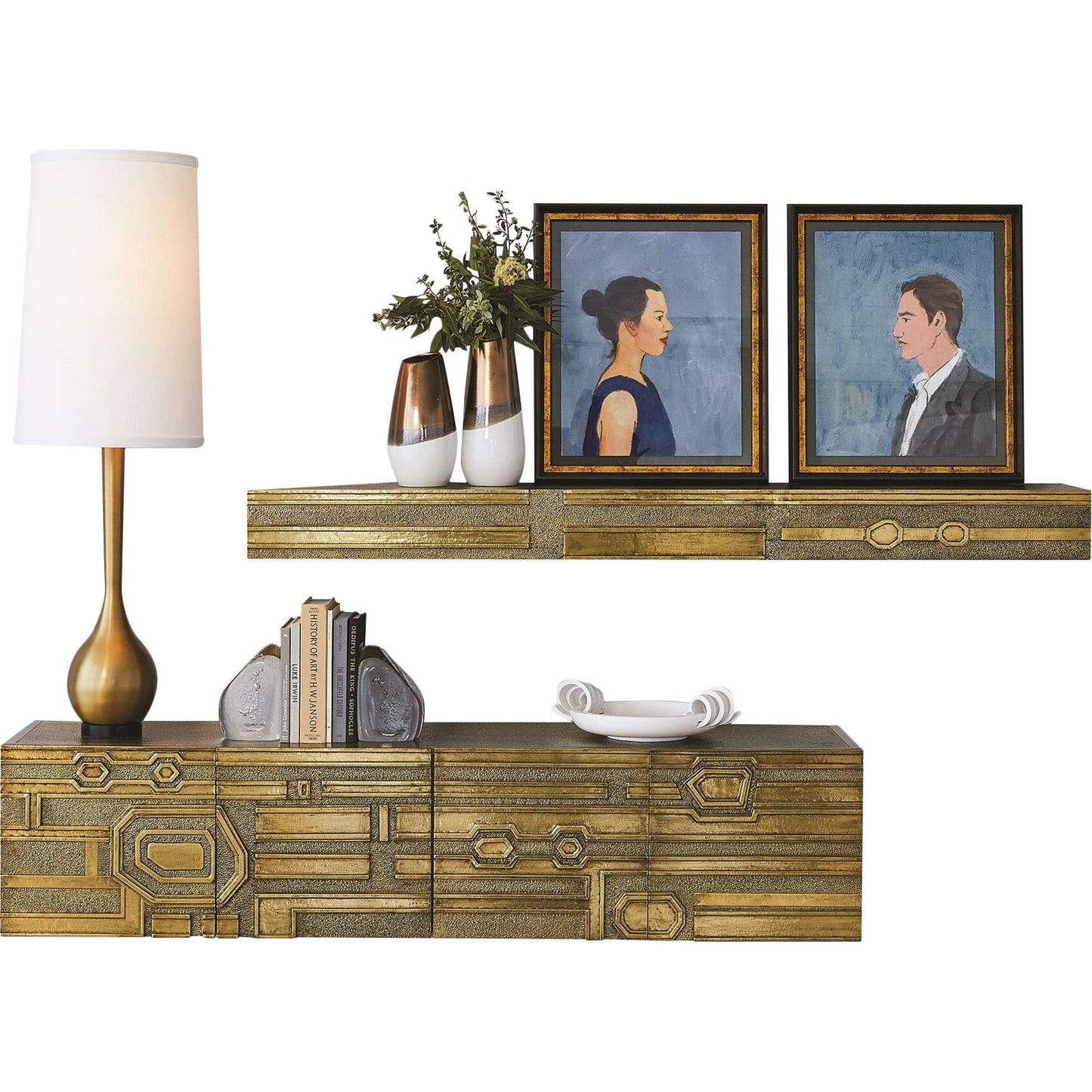004 SR-827606 | Lifestyle | Abstract Block Floating Shelf by Global Views. Made from unique in a modern style.
