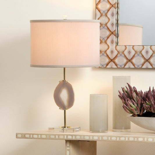 Agate Slice Table Lamp by Jamie Young in natural lavender agate, antique brass. Made from agate, crystal, metal in a eclectic & global style.