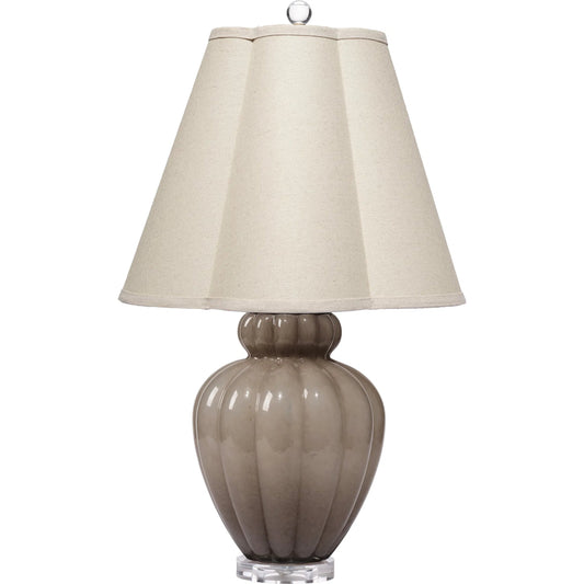001 SI-2320337 | Primary Silo | Agnes Table Lamp with Scalloped Shade by Jamie Young in blown glass taupe. Made from glass, acrylic in a eclectic & global style.