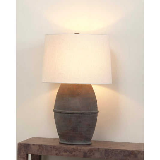 Antiquity Table Lamp by Jamie Young in dark grey. Made from ceramic in a modern style.