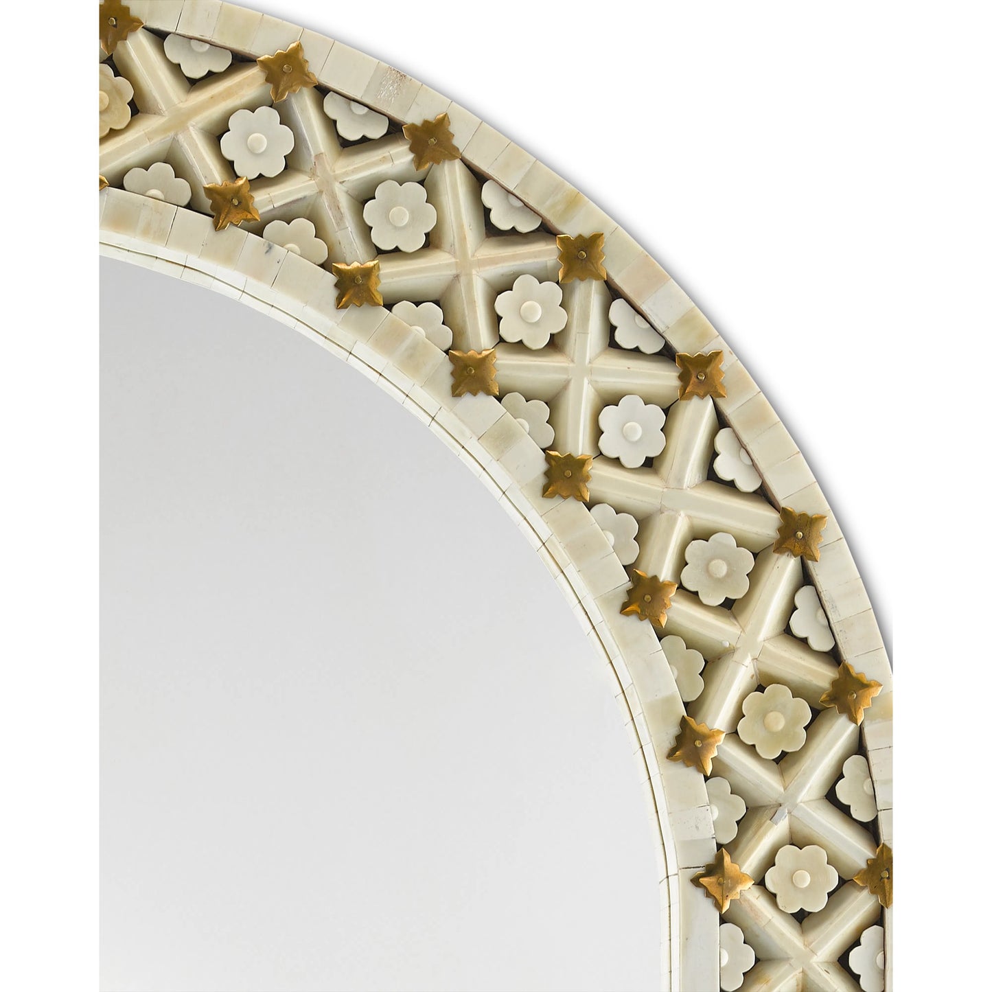 004 SR-823563 | Additional Silo | Ellaria Mirror by Currey and Company in natural bone, brass, mirror. Made from bone, brass, glass in a eclectic & global style.