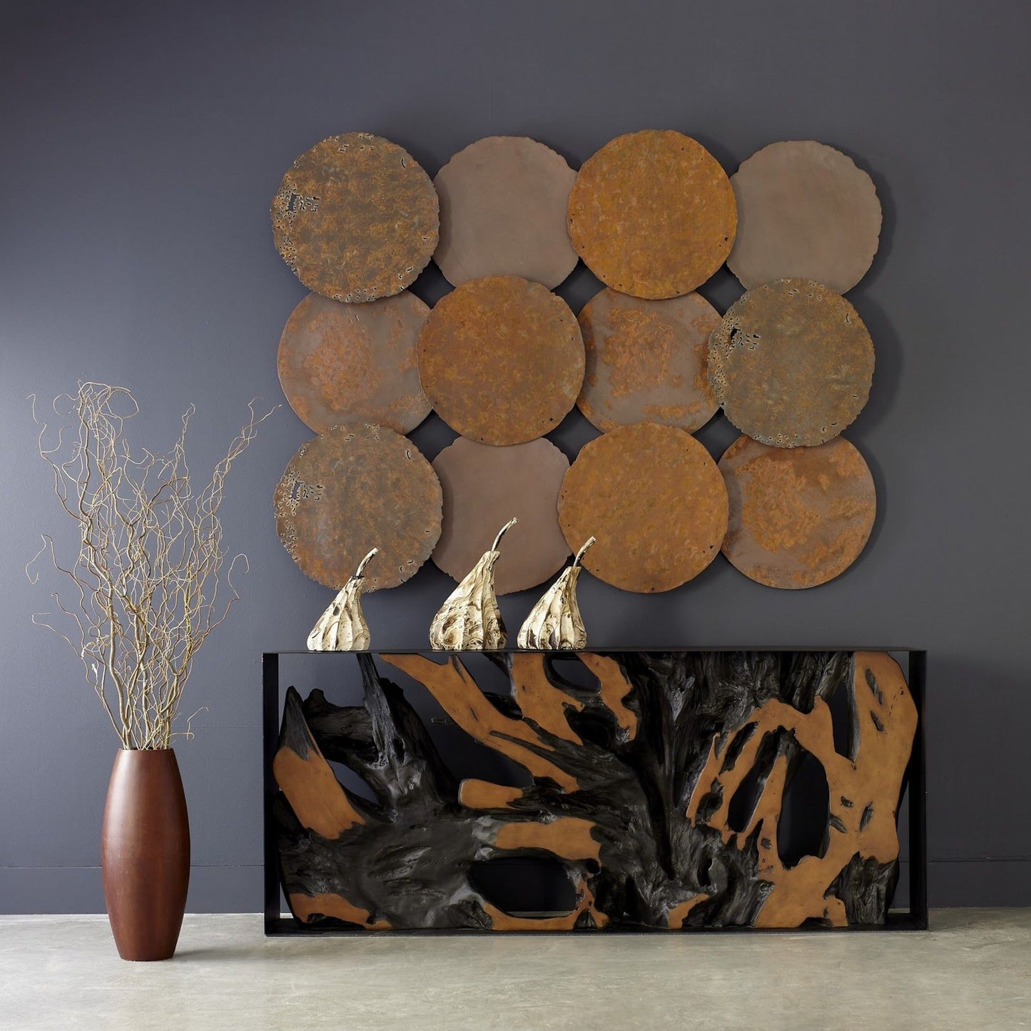 009 SR-820195 | Lifestyle | Cast Root Console Table by Phillips Collection. Made from unique in a coastal style.