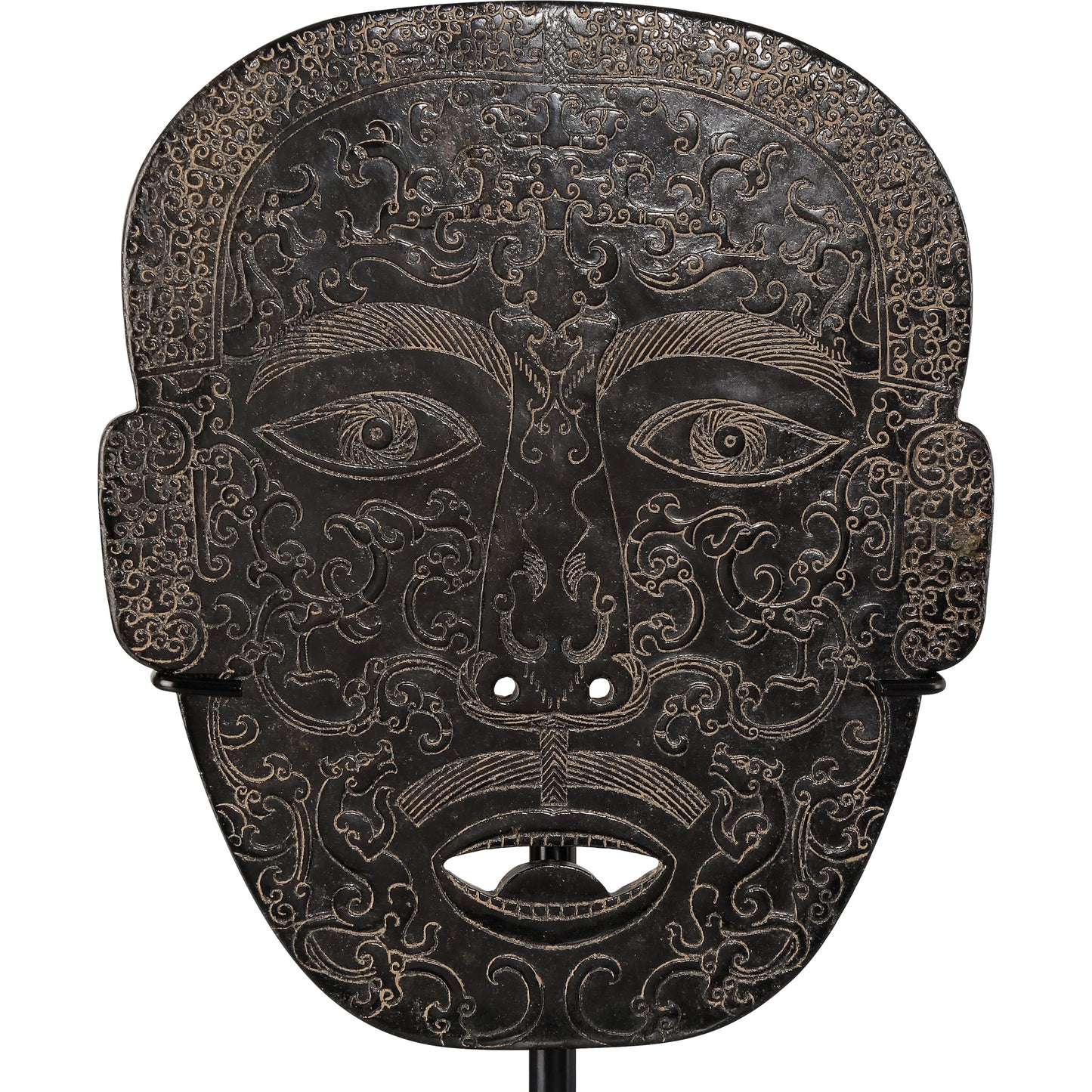 002 SI-2191733 | Additional Silo | Han Dynasty Jade Medicine Mask by Currey and Company in bronze, black. Made from stoneware, metal in a eclectic & global style.