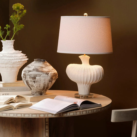 Colette Table Lamp by Jamie Young in white and white matte ceramic. Made from ceramic in a modern style.