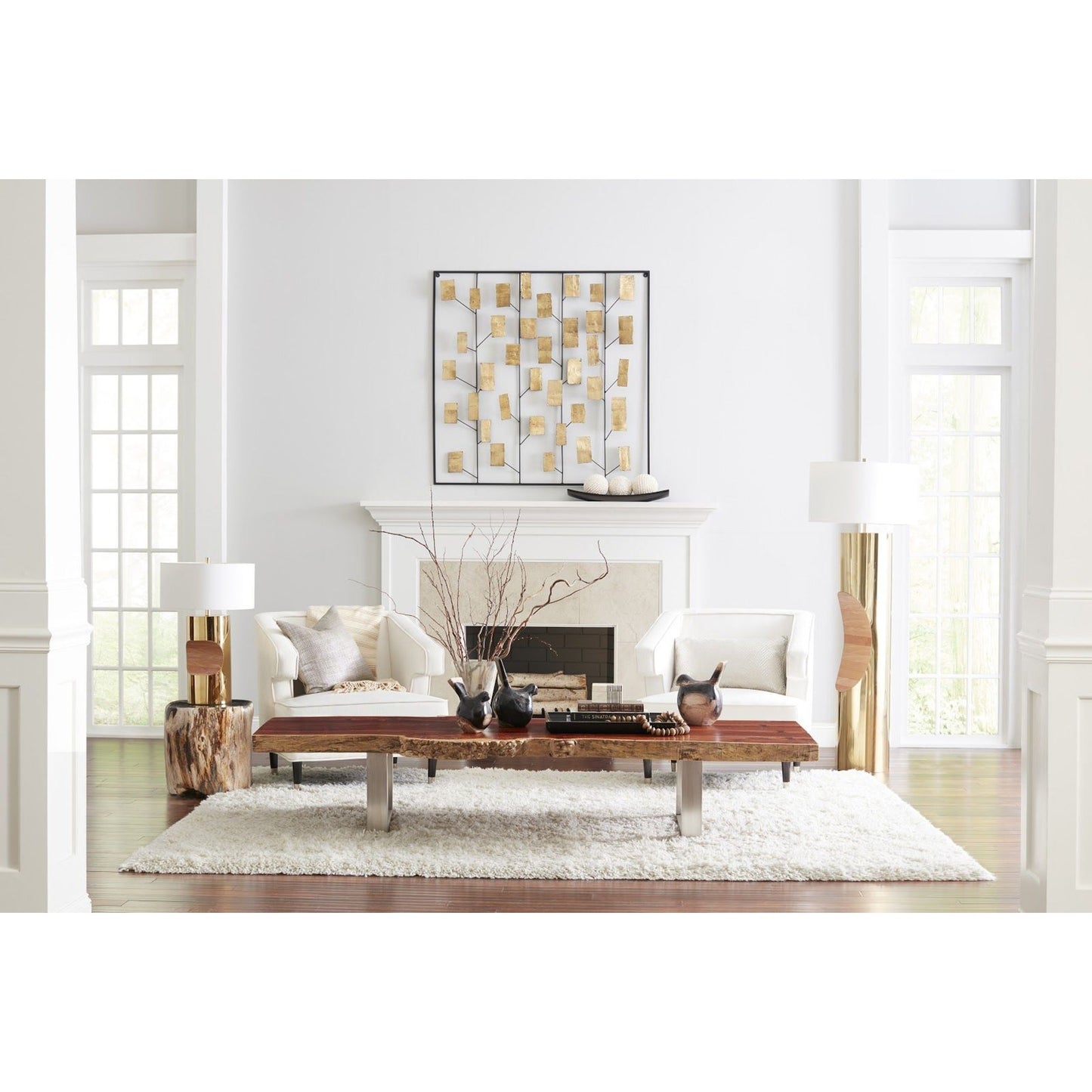 004 SR-820550 | Lifestyle | Iron Tree Wall Art by Phillips Collection in brown, gold and brass. Made from metal in a modern style.