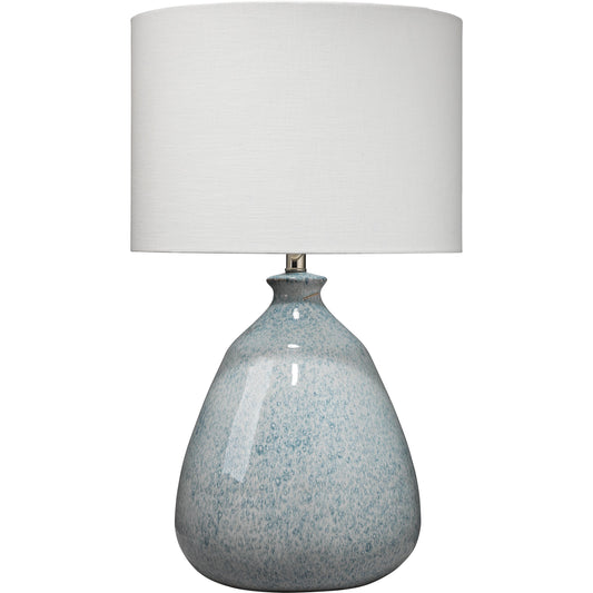 Levi Table Lamp by Jamie Young in washed blue reactive glaze ceramic. Made from ceramic in a modern style.
