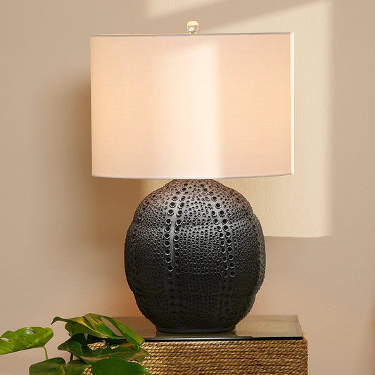 Lunar Table Lamp by Jamie Young. Made from porcelain in a coastal style.
