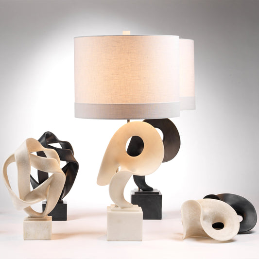 Obscure Table Lamp by Jamie Young in white polyresin. Made from resin in a modern style.