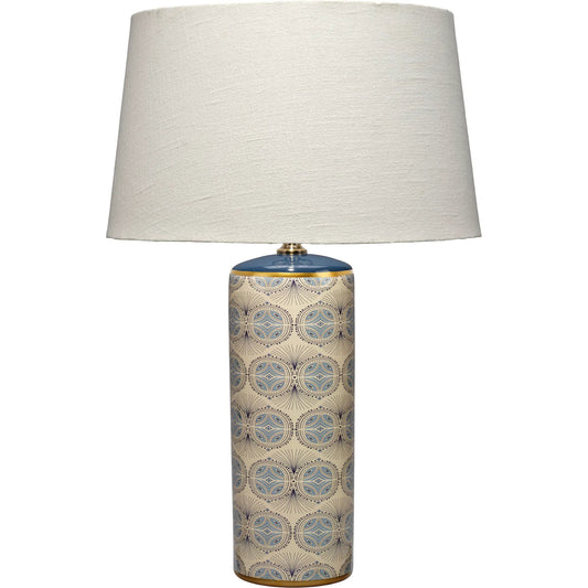 001 SI-2531179 | Primary Silo | Orbital Table Lamp by Jamie Young in blue and cream, green patterned. Made from ceramic in a unique style.