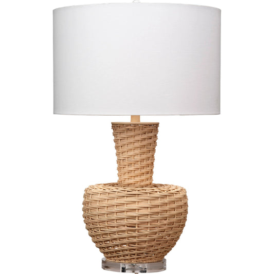 Portobello Table Lamp by Jamie Young in natural. Made from rattan, metal: iron in a cottage & farmhouse style.