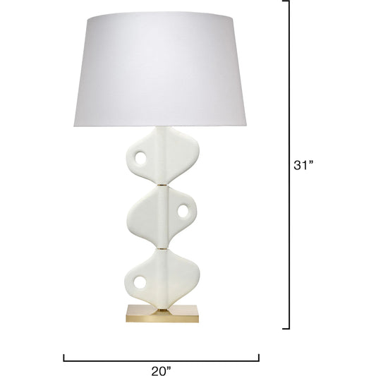 Vertebrae Table Lamp by Jamie Young in white and white plaster. Made from resin in a unique style.