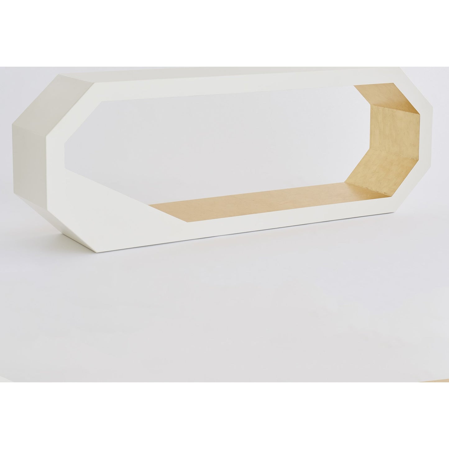 003 SR-701174 | Additional Silo | Facet Console by Global Views in gold leaf, polyurethane lacquer inner wood, ivory, polyurethane lacquer outer wood. Made from mdf, pine in a modern style.