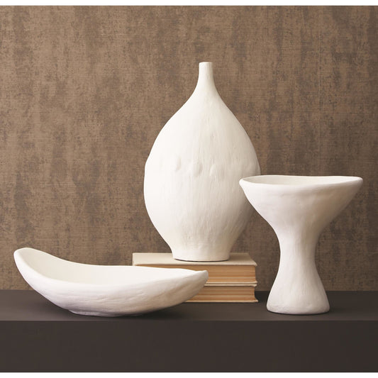 Modernist Chic Vase by Global Views in white. Made from plaster in a eclectic & global style.