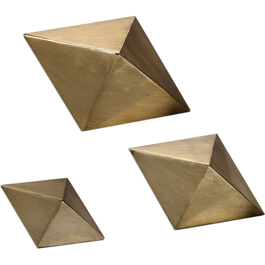 Rhombus Champagne Accents (Set of 3) by Uttermost. Made from resin in a modern style.