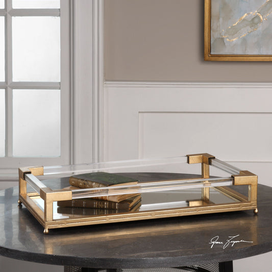Balkan Mirrored Tray by Uttermost. Made from metal, acrylic, mdf in a modern style.