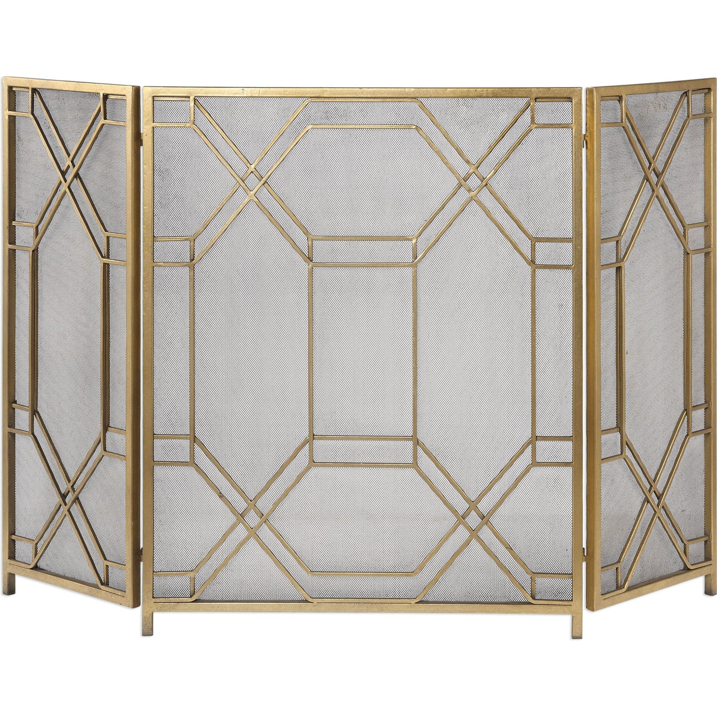 001 S-252190 | Additional Silo | Rosen Fireplace Screen by Uttermost in gold. Made from metal in a traditional style.