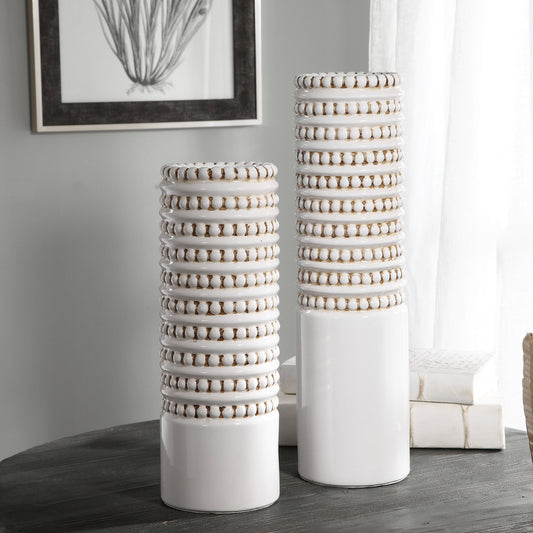 Angelou Vases by Uttermost in white. Made from ceramic in a eclectic & global style.