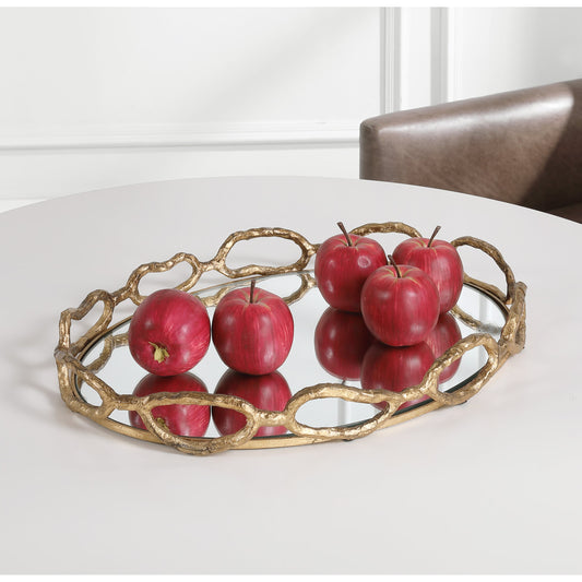 Cable Chain Tray by Uttermost in mirrored. Made from cast iron, clear mirror in a eclectic & global style.