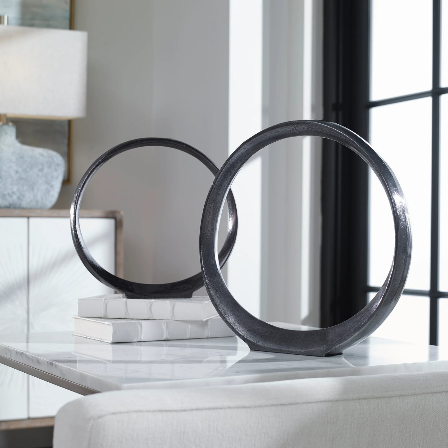 010 SR-897285 | Lifestyle | Orbits Ring Sculptures by Uttermost. Made from aluminum in a modern style.