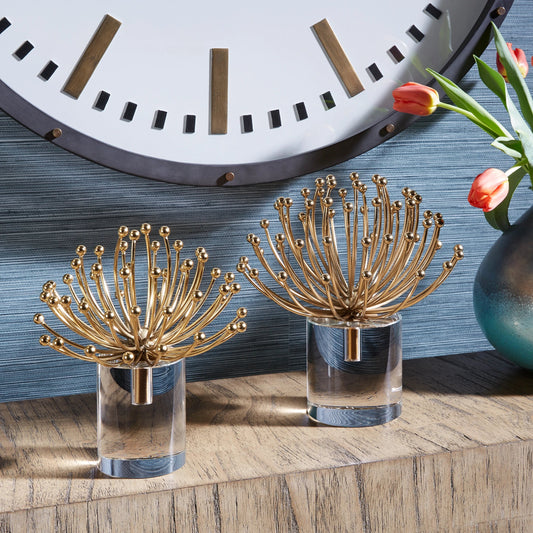 Aga Sculptures by Uttermost in gold. Made from steel, crystal in a transitional style.