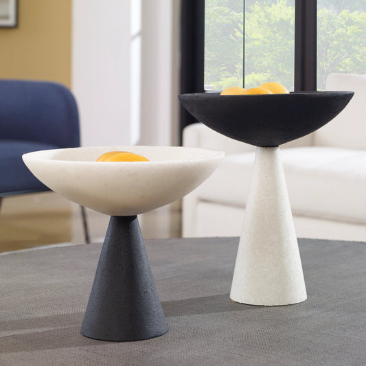 Antithesis Bowls by Uttermost in black, white. Made from rice stone in a modern style.
