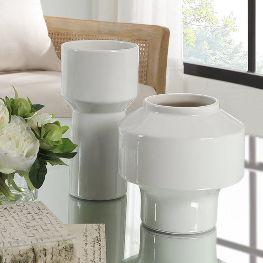 Illumina Vases by Uttermost in white. Made from ceramic in a modern style.