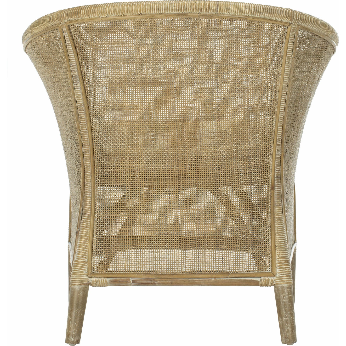 008 S-339265 | Closeup | Attala Rattan Armchair by HedgeApple Essentials in white washed. Made from rattan in a coastal style.