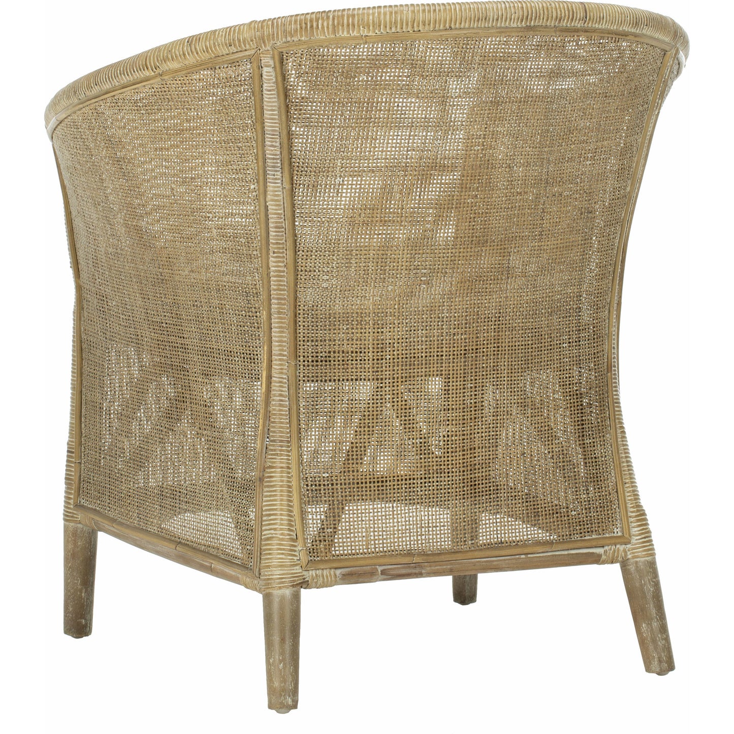 009 S-339265 | Closeup | Attala Rattan Armchair by HedgeApple Essentials in white washed. Made from rattan in a coastal style.