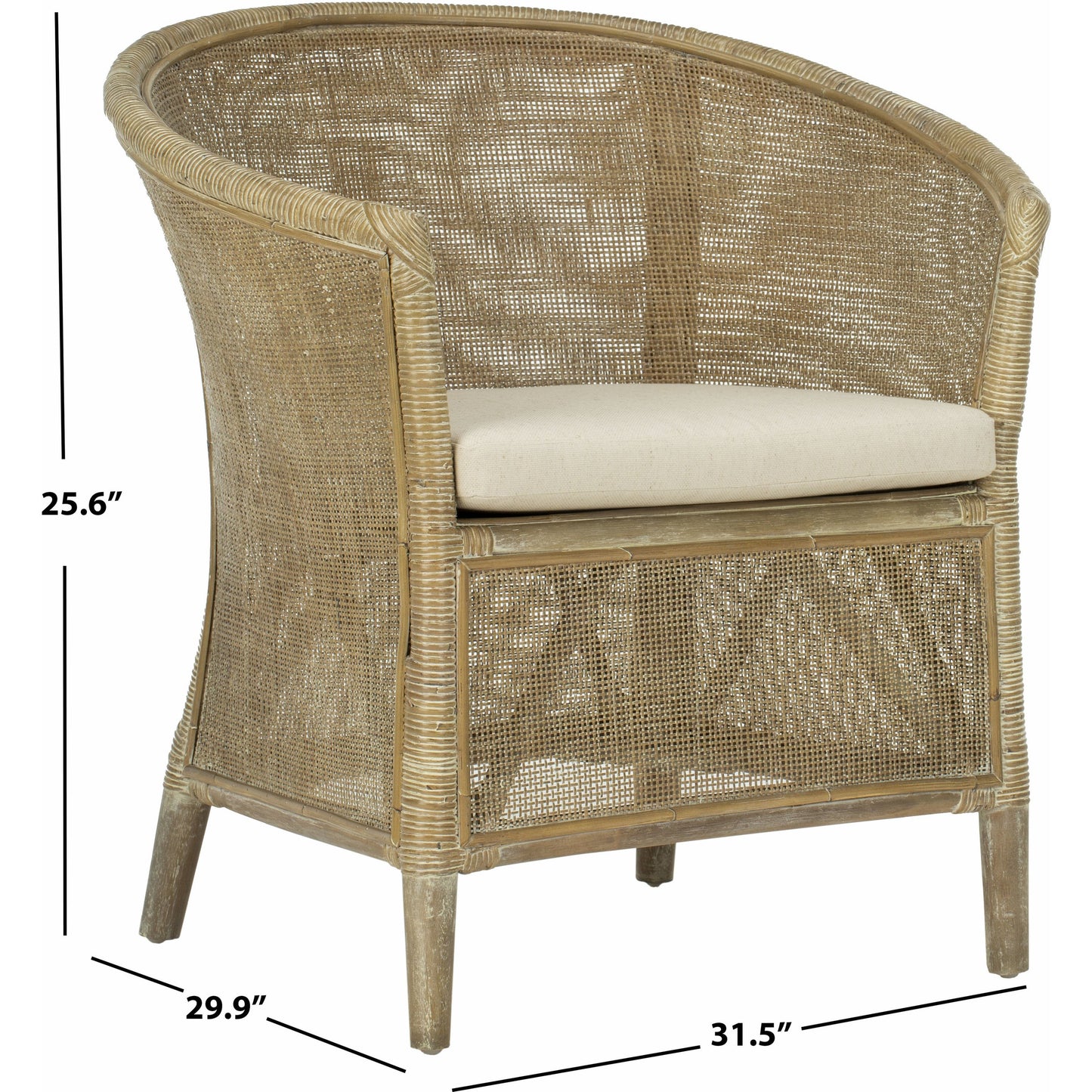 003 S-339265 | Additional Silo | Attala Rattan Armchair by HedgeApple Essentials in white washed. Made from rattan in a coastal style.