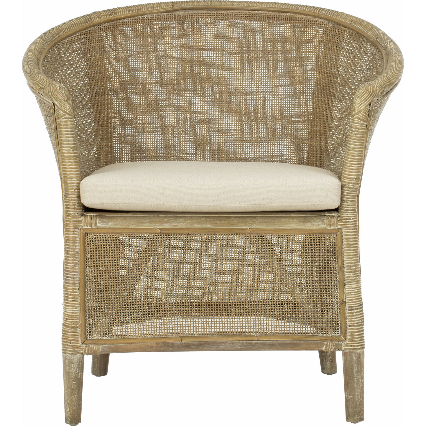 004 S-339265 | Additional Silo | Attala Rattan Armchair by HedgeApple Essentials in white washed. Made from rattan in a coastal style.