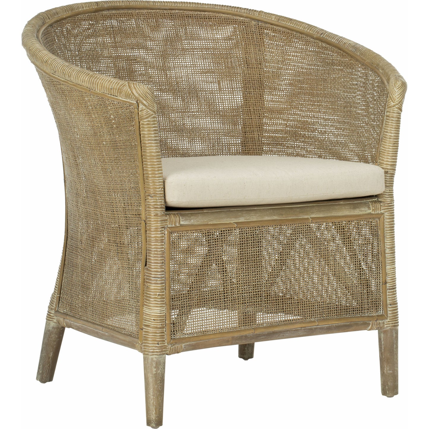 001 S-339265 | Additional Silo | Attala Rattan Armchair by HedgeApple Essentials in white washed. Made from rattan in a coastal style.