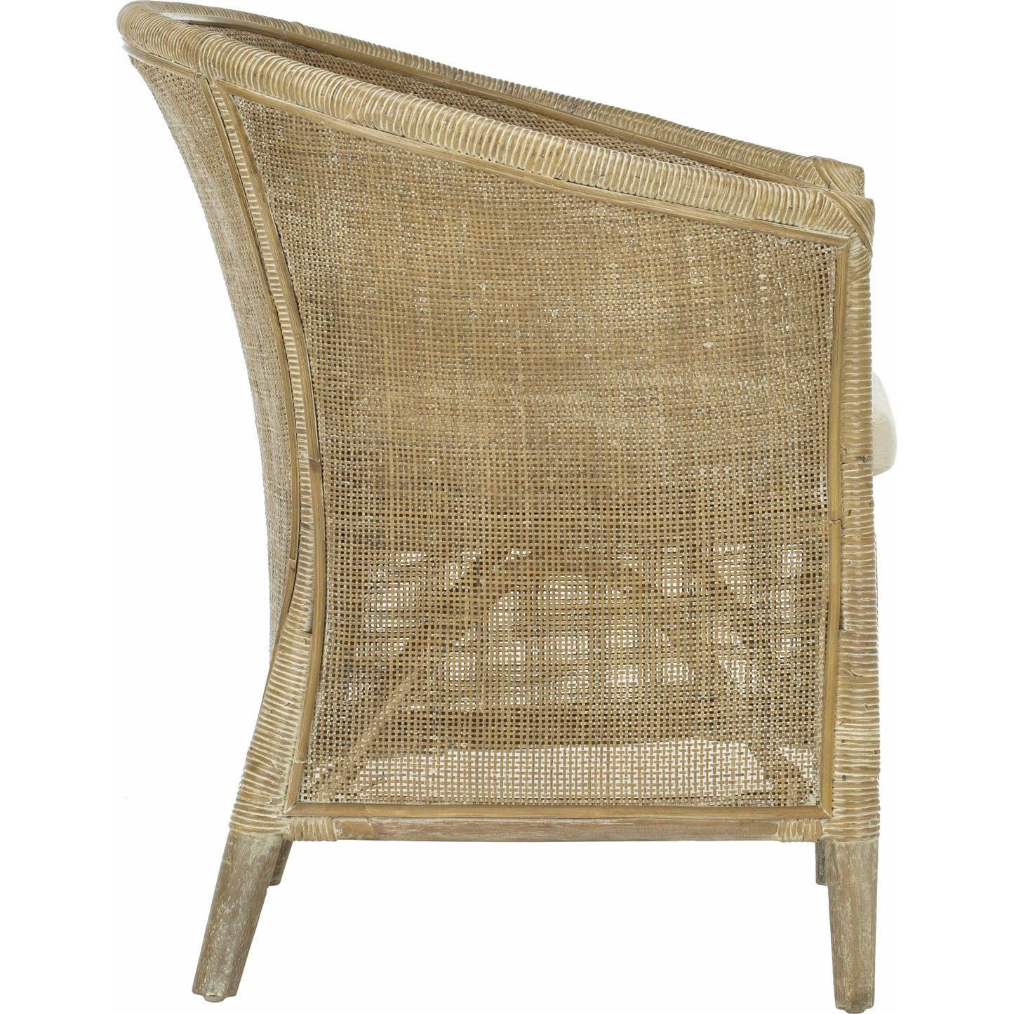 002 S-339265 | Additional Silo | Attala Rattan Armchair by HedgeApple Essentials in white washed. Made from rattan in a coastal style.