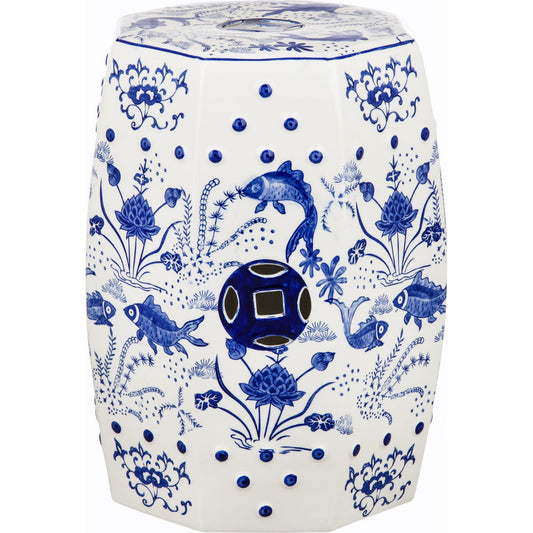 Somervell 9 Garden Stool by HedgeApple Essentials in blue. Made from ceramic in a modern style.