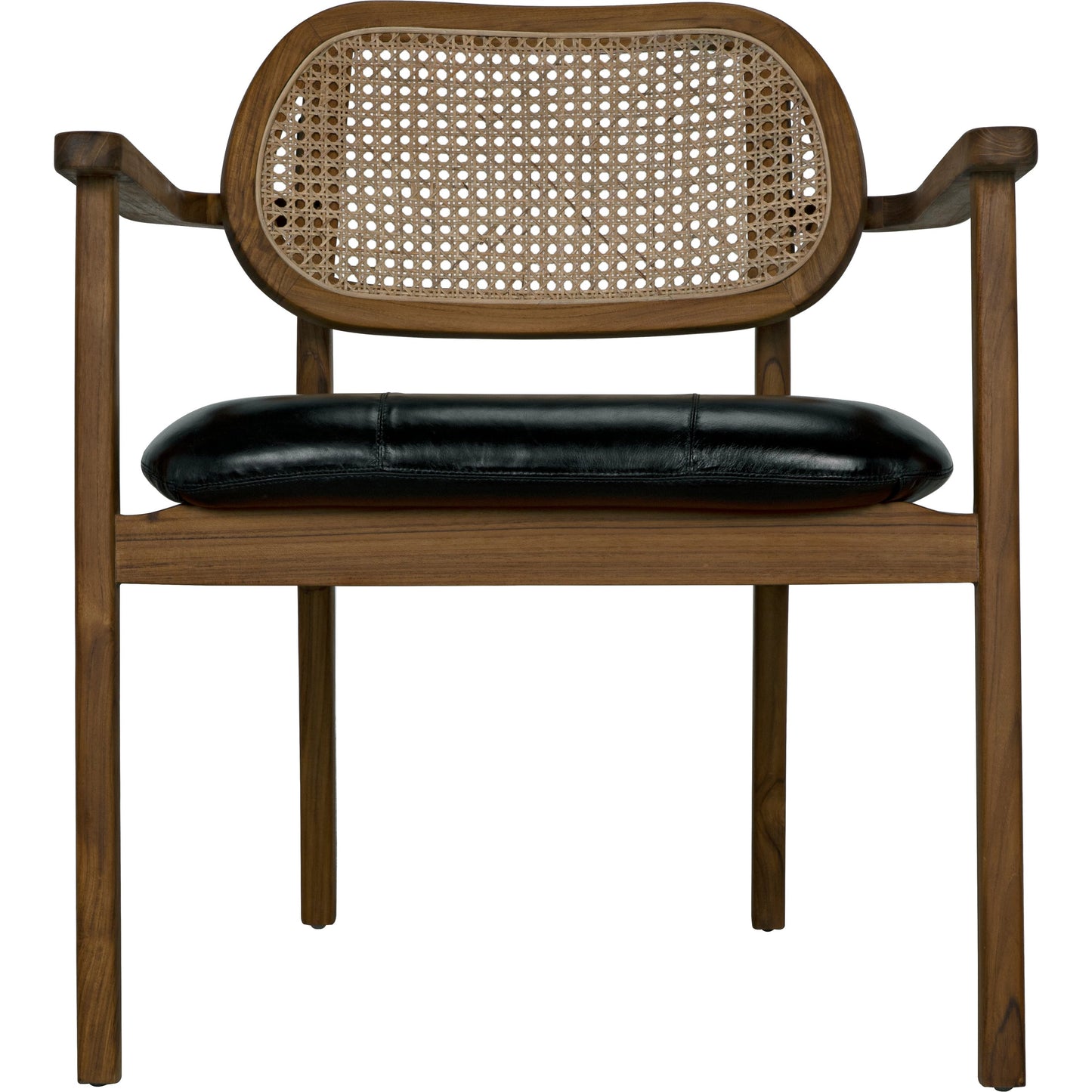 003 SI-1957039 | Additional Silo | Tolka Chair by Noir in clear coat flat teak. Made from teak, leather, and caning in a cottage & farmhouse style.