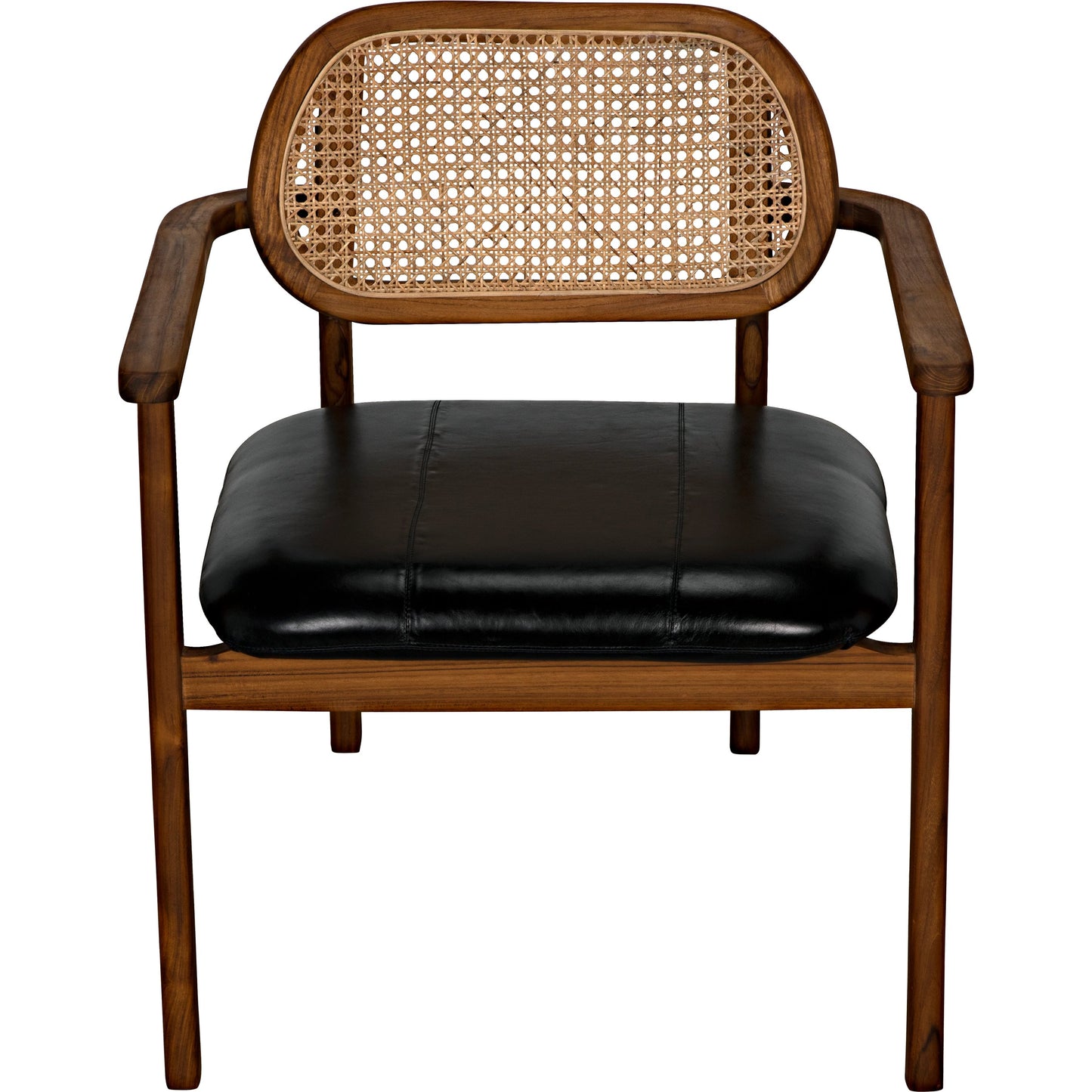004 SI-1957039 | Additional Silo | Tolka Chair by Noir in clear coat flat teak. Made from teak, leather, and caning in a cottage & farmhouse style.