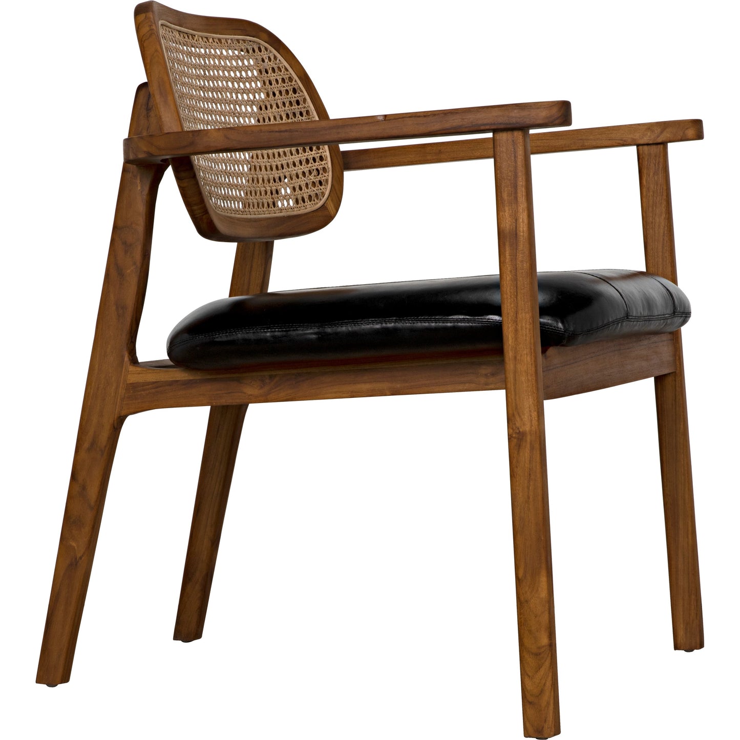 005 SI-1957039 | Additional Silo | Tolka Chair by Noir in clear coat flat teak. Made from teak, leather, and caning in a cottage & farmhouse style.